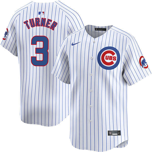 Mens Chicago Cubs #3 Justin Turner Nike White  Pinstripe Home Limited Player Jersey