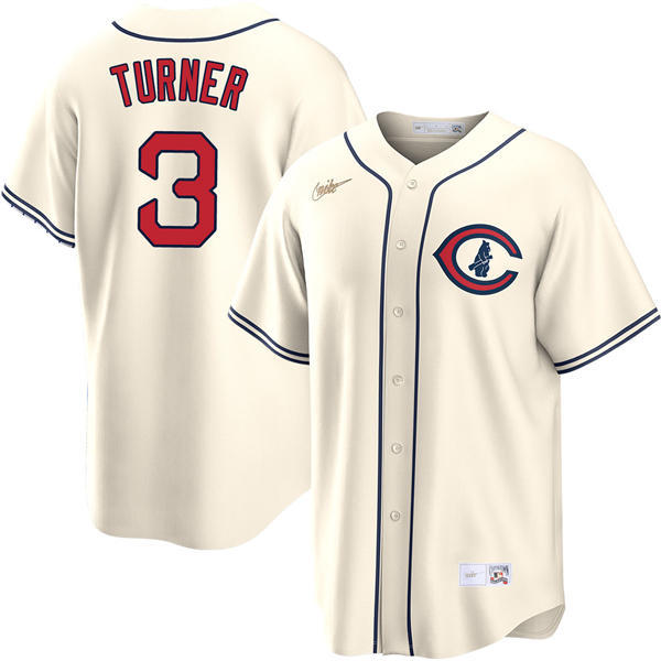 Mens Chicago Cubs #3 Justin Turner Cream Field of Dreams Limited Player Jersey