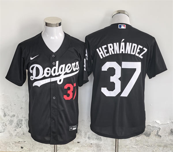 Mens Los Angeles Dodgers #37 Teoscar Hernandez Nike Black Fashion Limited Jersey