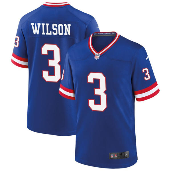 Men's New York Giants #3 Russell Wilson Nike Royal Classic Limited Jersey