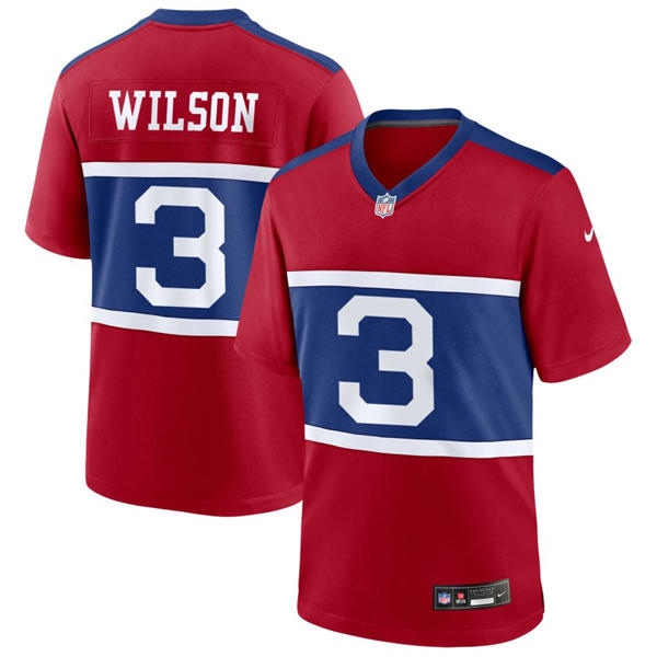 Men's New York Giants #3 Russell Wilson Century Red 100TH Season Commemorative Jersey