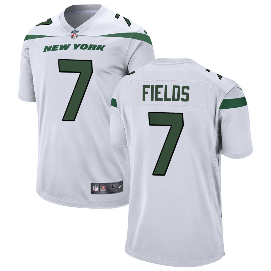 Men's New York Jets #7 Justin Fields Nike Home White Vapor Limited Jersey