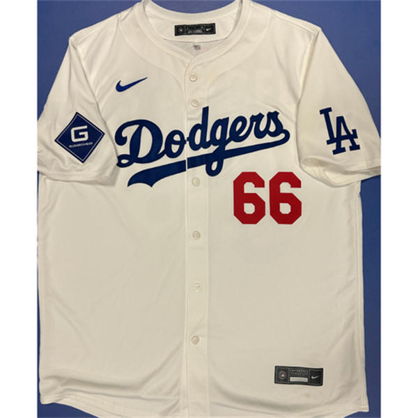 Mens Los Angeles Dodgers #66 Tanner Scott Nike White Home Elited Player Jersey