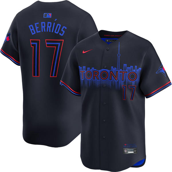 Mens Toronto Blue Jays #17 Jose Berrios Nike Black City Connect Limited Player Jersey