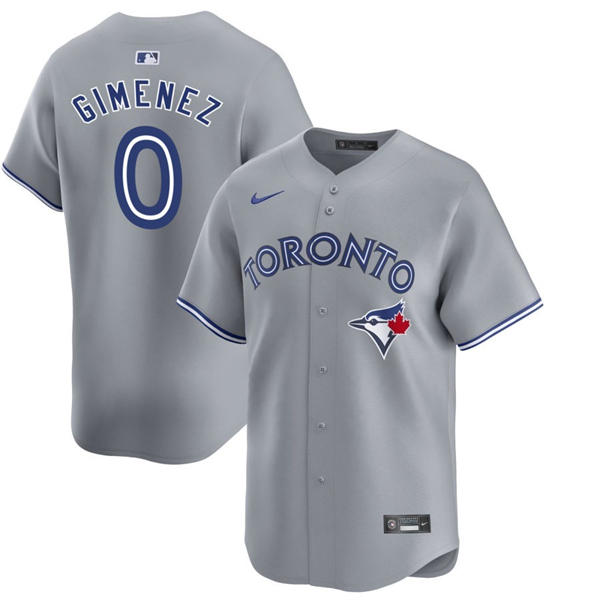 Mens Toronto Blue Jays #0 Andres Gimenez Nike Gray Road Limited Player Jersey