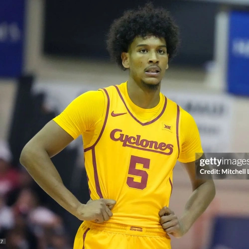 Mens Youth Iowa State Cyclones #5 Curtis Jones 2025 Gold Basketball Jersey