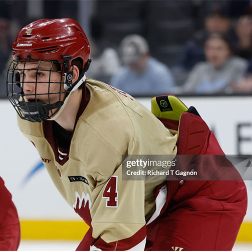 Mens Youth Boston College Eagles #4 Teddy Stiga 2025 Cream College Hockey Game Jersey