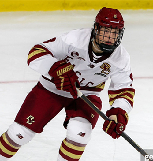 Mens Youth Boston College Eagles #9 Ryan Leonard White Eagles College Hockey Game Jersey
