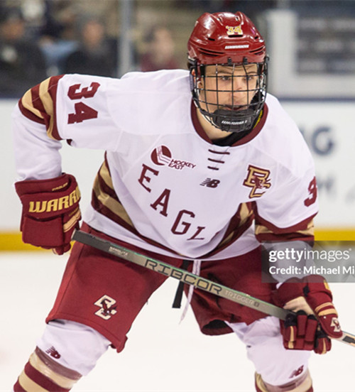 Mens Youth Boston College Eagles #34 Gabe Perreault  White Eagles College Hockey Game Jersey