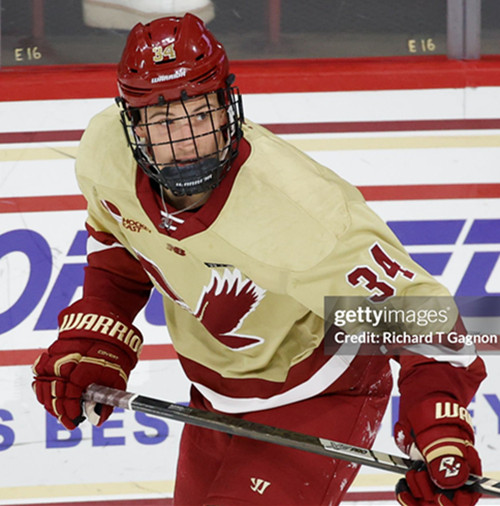 Mens Youth Boston College Eagles #34 Gabe Perreault 2025 Cream College Hockey Game Jersey