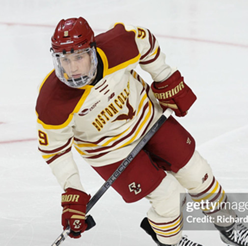 Mens Youth Boston College Eagles #9 Ryan Leonard White With Maroon Shoulder College Hockey Game Jerse