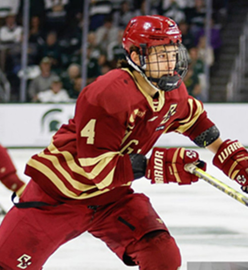 Mens Youth Boston College Eagles #4 Teddy Stiga Maroon Eagles College Hockey Game Jersey