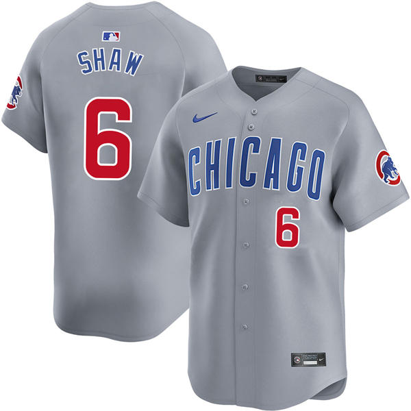 Mens Chicago Cubs #6 Matt Shaw Nike Gray Road Limited Player Jersey