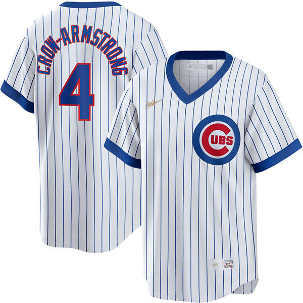 Mens Chicago Cubs #4 Pete Crow-Armstrong Nike White Pullover Cooperstown Jersey