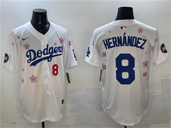Mens Los Angeles Dodgers #8 Kike Hernandez 2025 MLB World Tour Tokyo Series Home White Limited Jersey