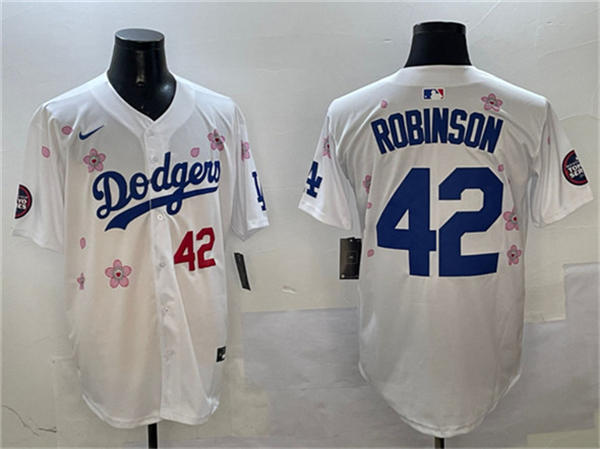 Mens Los Angeles Dodgers Retired Player #42 Jackie Robinson 2025 MLB World Tour Tokyo Series Home White Limited Jersey