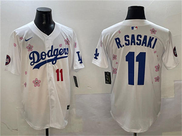 Mens Los Angeles Dodgers #11 Roki Sasaki 2025 MLB World Tour Tokyo Series Home White Limited Jersey