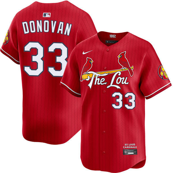 Men's St. Louis Cardinals #33 Brendan Donovan Nike Red 2024 City Connect Limited Jersey