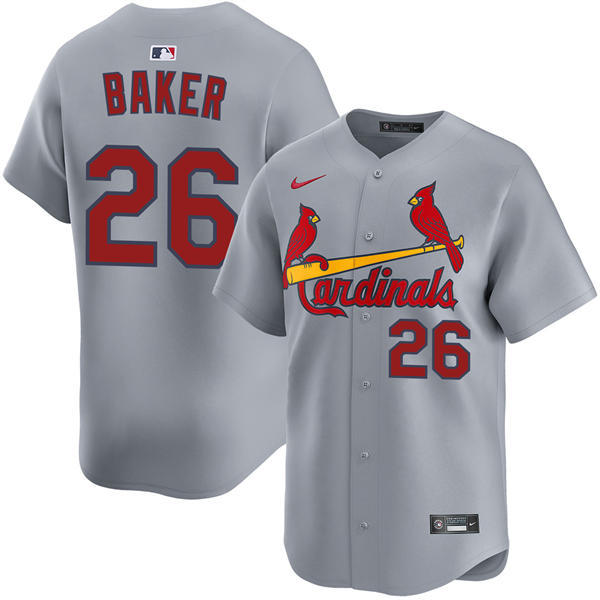 Men's St. Louis Cardinals #26 Luken Baker Nike Gray Road Limited Player Jersey