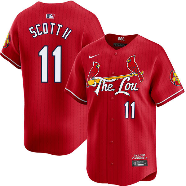 Men's St. Louis Cardinals #11 Victor Scott II Nike Red 2024 City Connect Limited Jersey