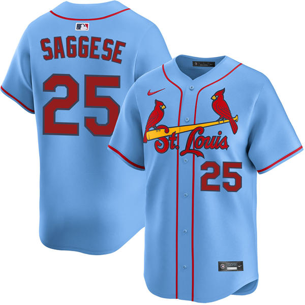 Men's St. Louis Cardinals #25 Thomas Saggese Nike Light Blue Alternate Limited Jersey