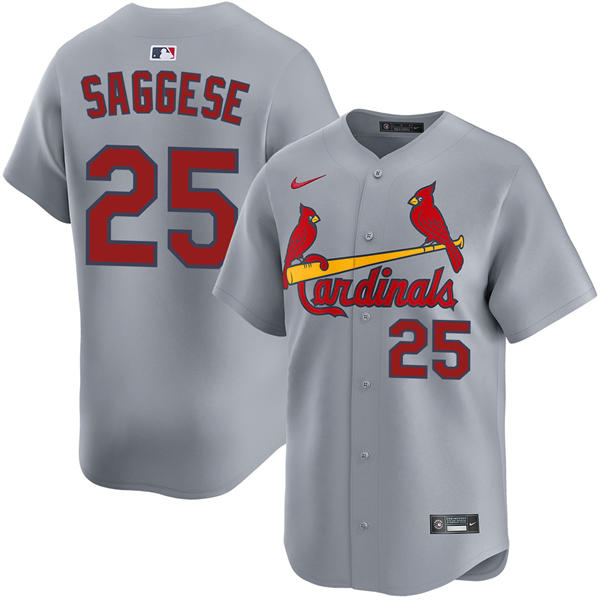 Men's St. Louis Cardinals #25 Thomas Saggese Nike Gray Road Limited Player Jersey