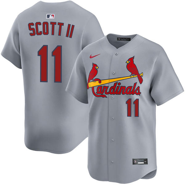 Men's St. Louis Cardinals #11 Victor Scott II Nike Gray Road Limited Player Jersey