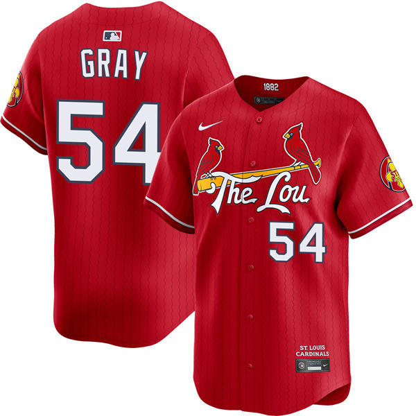 Mens St. Louis Cardinals #54 Sonny Gray Nike Red 2024 City Connect Limited Jersey
