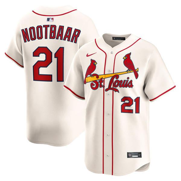 Mens St. Louis Cardinals #21 Lars Nootbaar Nike Cream Alternate Limited Jersey