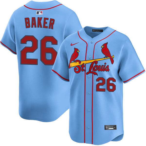 Men's St. Louis Cardinals #26 Luken Baker Nike Light Blue Alternate Limited Jersey