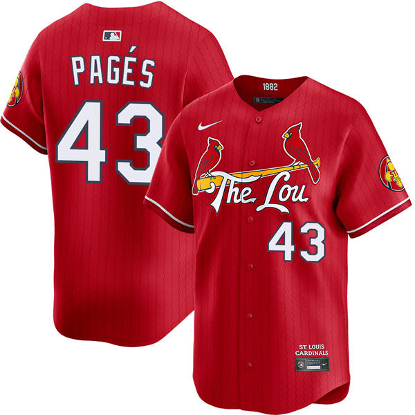 Men's St. Louis Cardinals #43 Pedro Pages Nike Red 2024 City Connect Limited Jersey
