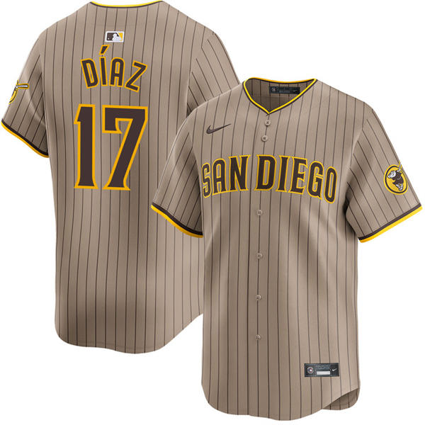 Mens San Diego Padres #17 Elias Diaz Nike Alternate Khaki Limited Jersey