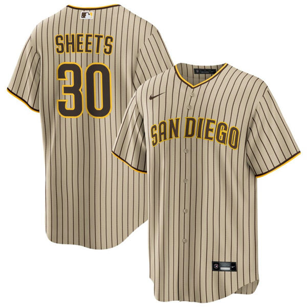 Mens San Diego Padres #30 Gavin Sheets Alternate Khaki Limited Jersey
