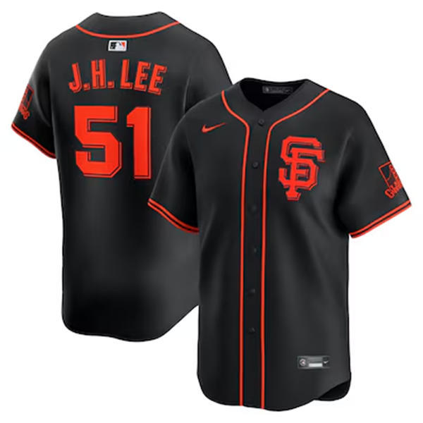 Mens San Francisco Giants #51 Jung-hoo Lee Nike Black Alternate Limited Player Jersey