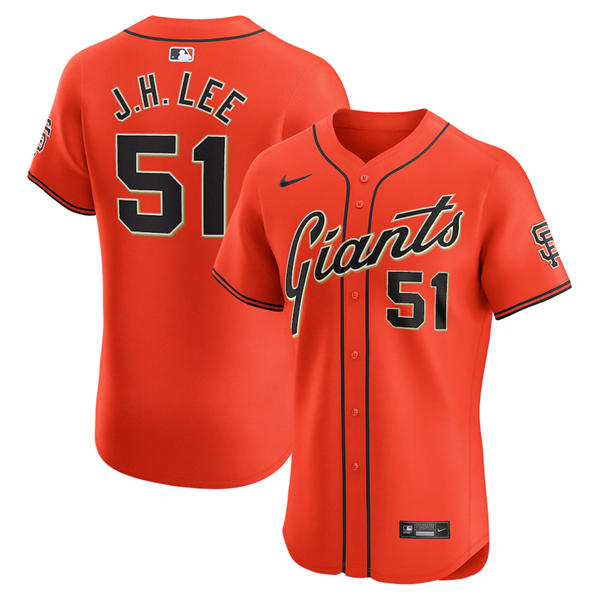 Mens San Francisco Giants #51 Jung-hoo Lee Nike Orange Alternate Elite Player Jersey