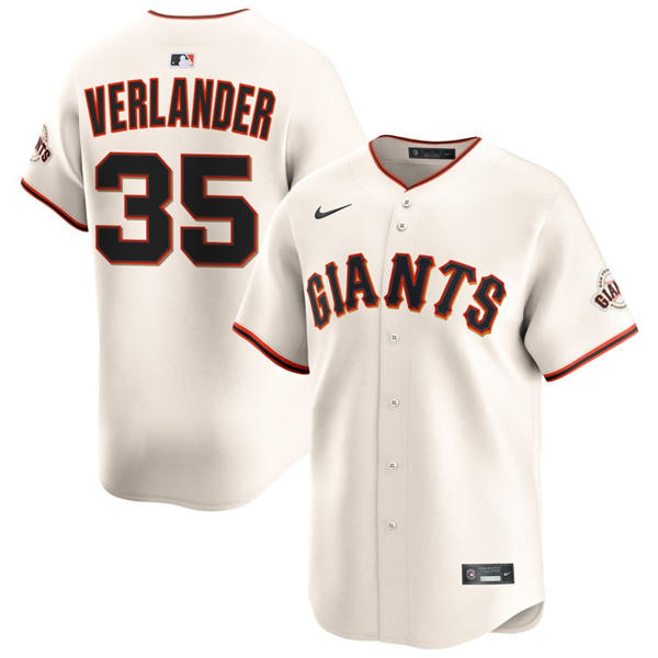 Mens San Francisco Giants #35 Justin Verlander Nike Cream Home Limited Player Jersey