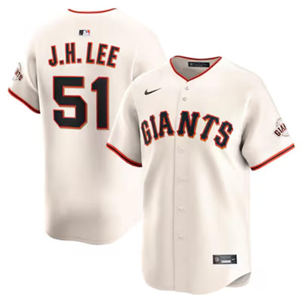 Mens San Francisco Giants #51 Jung-hoo Lee Nike Cream Home Limited Player Jersey