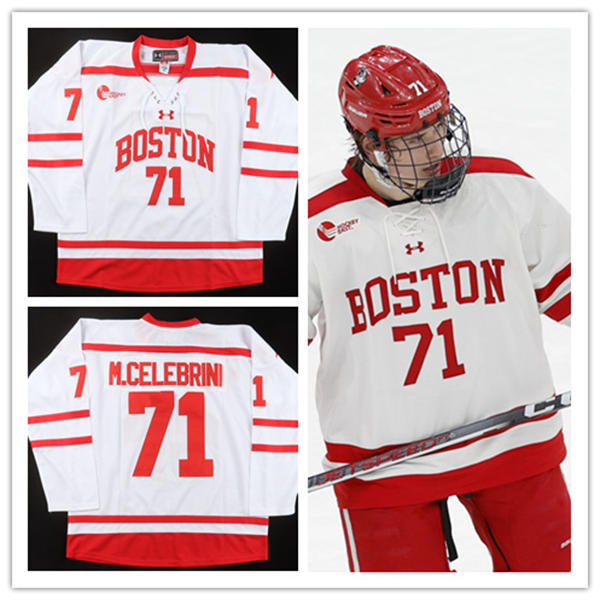 Mens Youth Boston University Terriers #71 Macklin Celebrini 2024 White Hockey Jersey