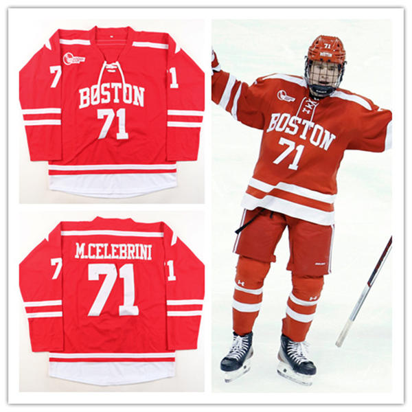 Mens Youth Boston University Terriers #71 Macklin Celebrini 2024 Scarlet Hockey Jersey