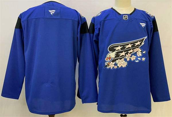 Men's Washington Capitals Blank Fantics Blue Cherry Blossom 50th Anniversary Edition Jersey
