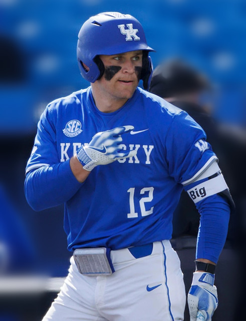 Mens Youth Kentucky Wildcats #12 Cole Hage Royal Two Button Pullover College Baseball Game Jersey