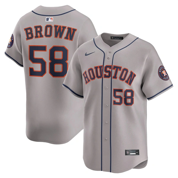 Mens Houston Astros #58 Hunter Brown Nike Road Gray Limited Jersey
