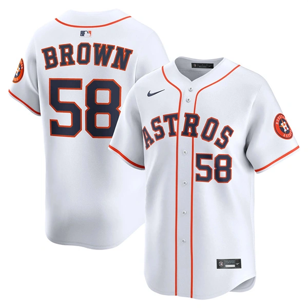 Mens Houston Astros #58 Hunter Brown Nike Home White Limited Player Jersey