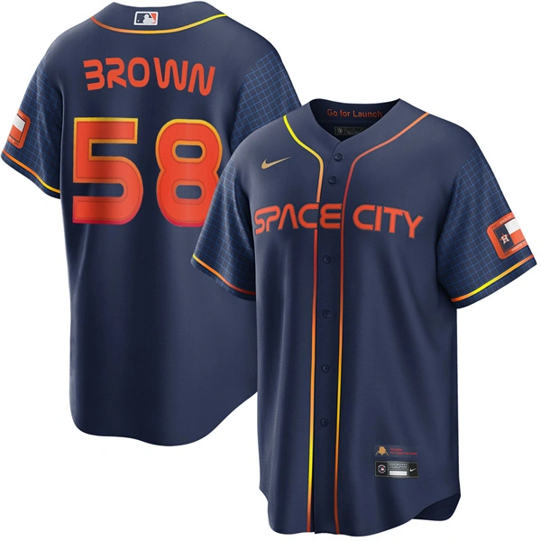 Mens Houston Astros #58 Hunter Brown Navy City Connect Edition Jersey