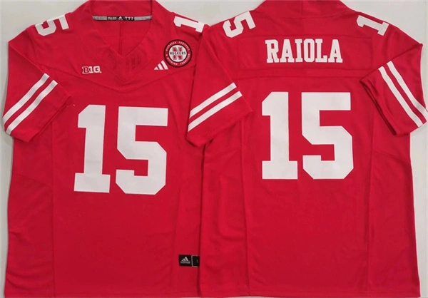 Mens Nebraska Huskers #15 Dylan Raiola adidas Home Scarlet College Football Game Jersey