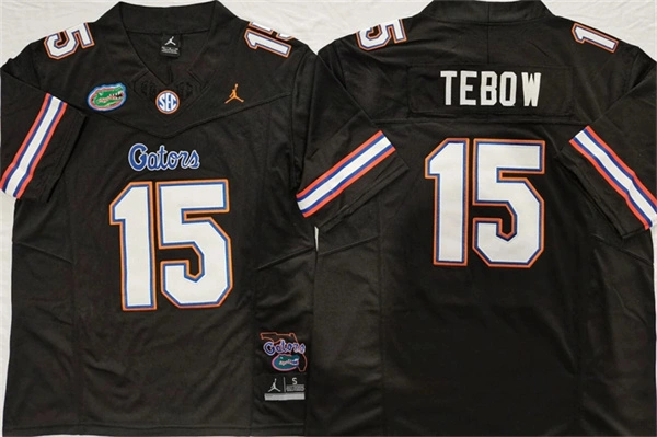 Mens Florida Gators #15 Tim Tebow Black Alternate Football SALUTING THOSE WHO SERVE UNIFORM Jersey