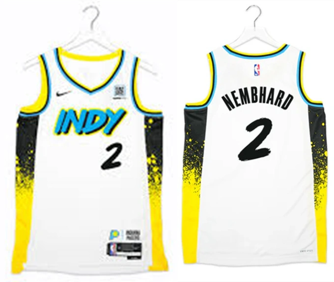 Mens Indiana Pacers #2 Andrew Nembhard 2024-25 White City Edition Jersey