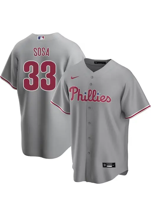 Mens Philadelphia Phillies #33 Edmundo Sosa Nike Gray Road Vapor Limited Jersey
