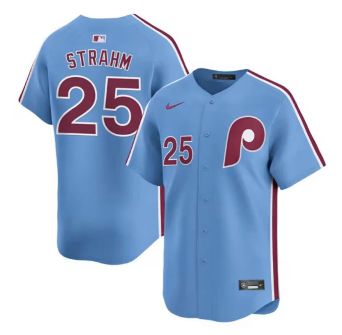 Mens Philadelphia Phillies #25 Matt Strahm Nike Light Blue Alternate Limited Jersey