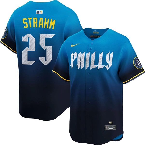 Mens Philadelphia Phillies #25 Matt Strahm Nike Blue City Connect Limited Player Jersey